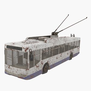 3D Old Rusty Trolleybus model