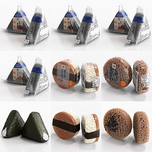 3D Onigiri Rice Ball at Convenience Stores Collection model