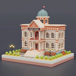 cartoon court house 01 3D model