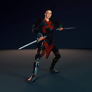 8K Female Warrior PBR Game Ready Animated
