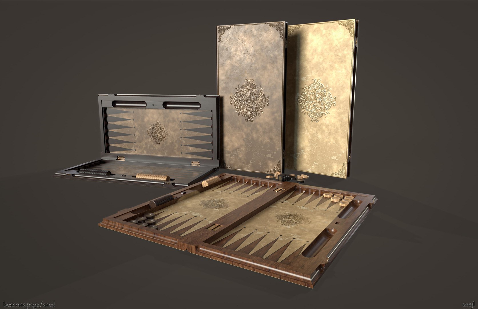 3D Game ready model of backgammon - TurboSquid 2051239