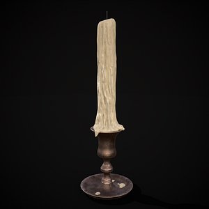 3D Brass Taper Melted Candle model