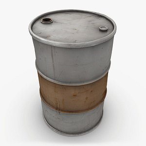 3d model realistic oil barrel gray