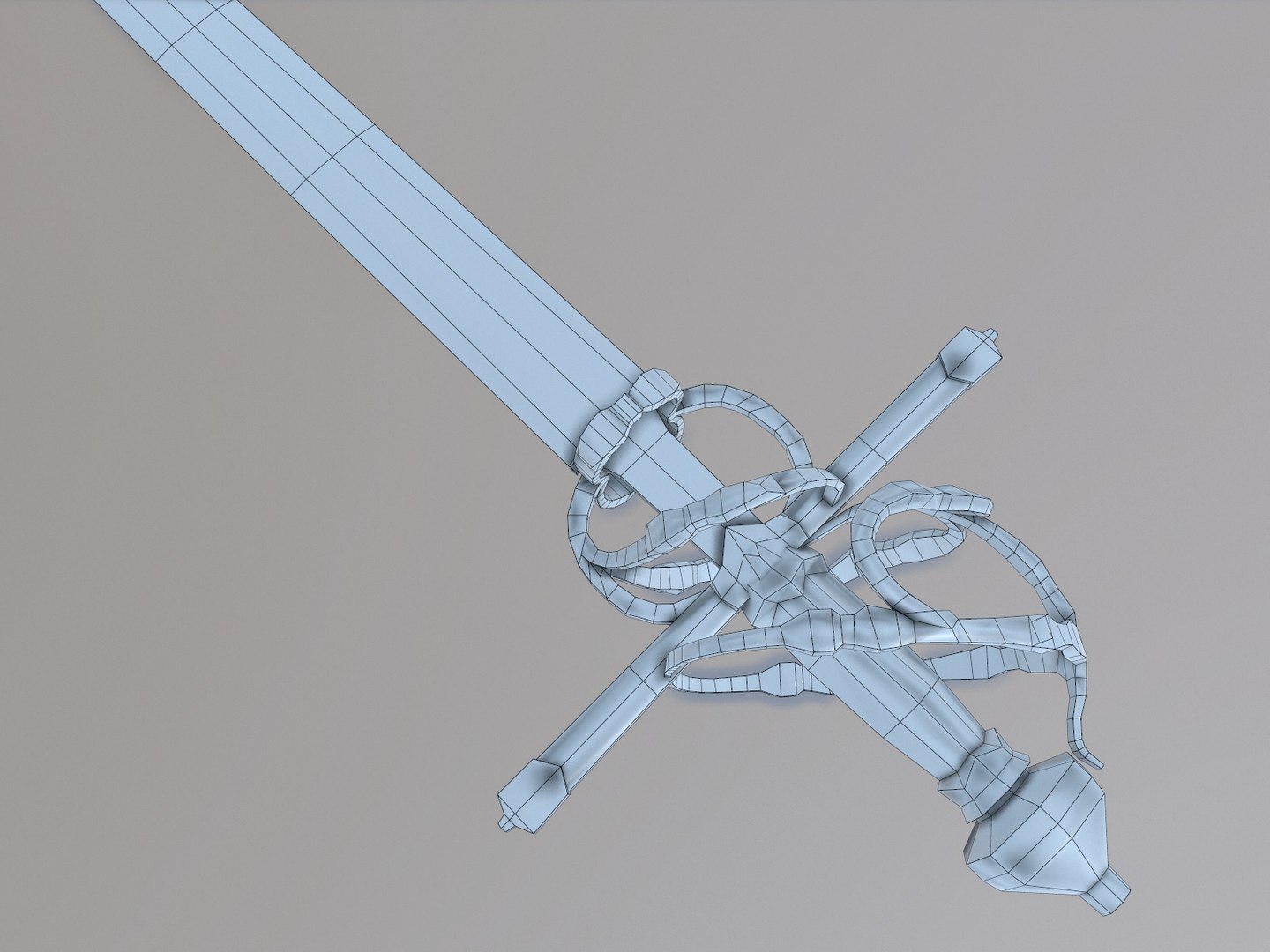 3d Model Realistic Venetian Sword