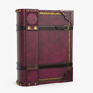 3D book red leather model