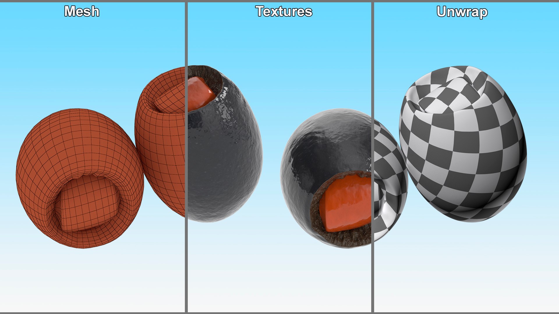 3D Stuffed Olives Collection model https://p.turbosquid.com/ts-thumb/oi/WpPG86/Ld/stuffed_olives_collection_015/jpg/1748952993/1920x1080/fit_q87/9182896ea4a41eada1c0a69e41172992a4207f0b/stuffed_olives_collection_015.jpg
