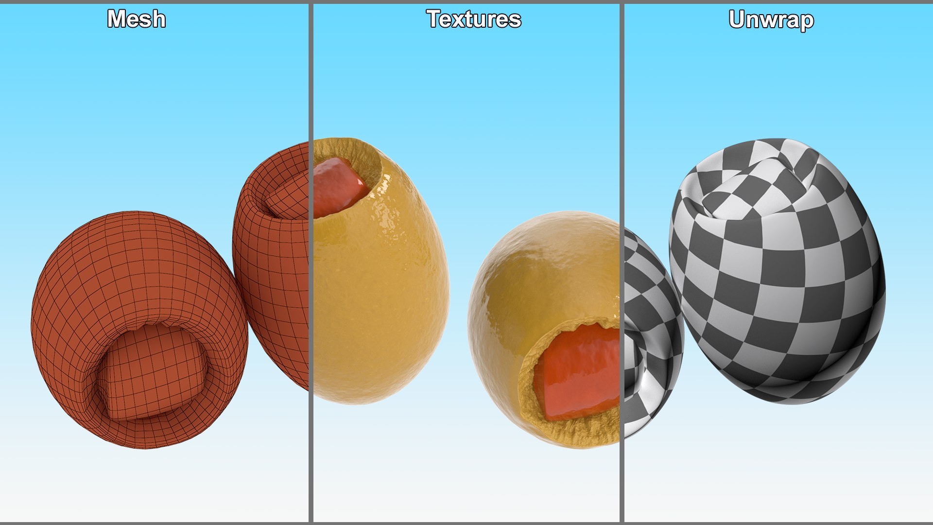 3D Stuffed Olives Collection model https://p.turbosquid.com/ts-thumb/oi/WpPG86/aH/stuffed_olives_collection_014/jpg/1748952989/1920x1080/fit_q87/2590fd8972fcca55b577da7fe752bf52f448f39a/stuffed_olives_collection_014.jpg