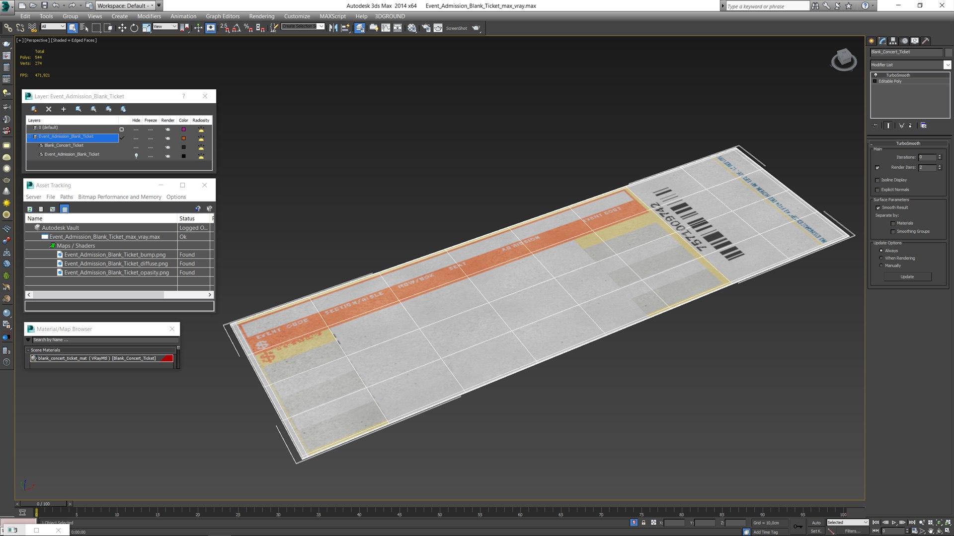 3D Model Event Admission Blank Ticket - TurboSquid 2222827