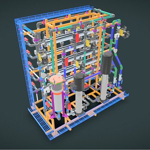 1000Lh RO System with Auto CIP 4 Membranes 4040 3D model