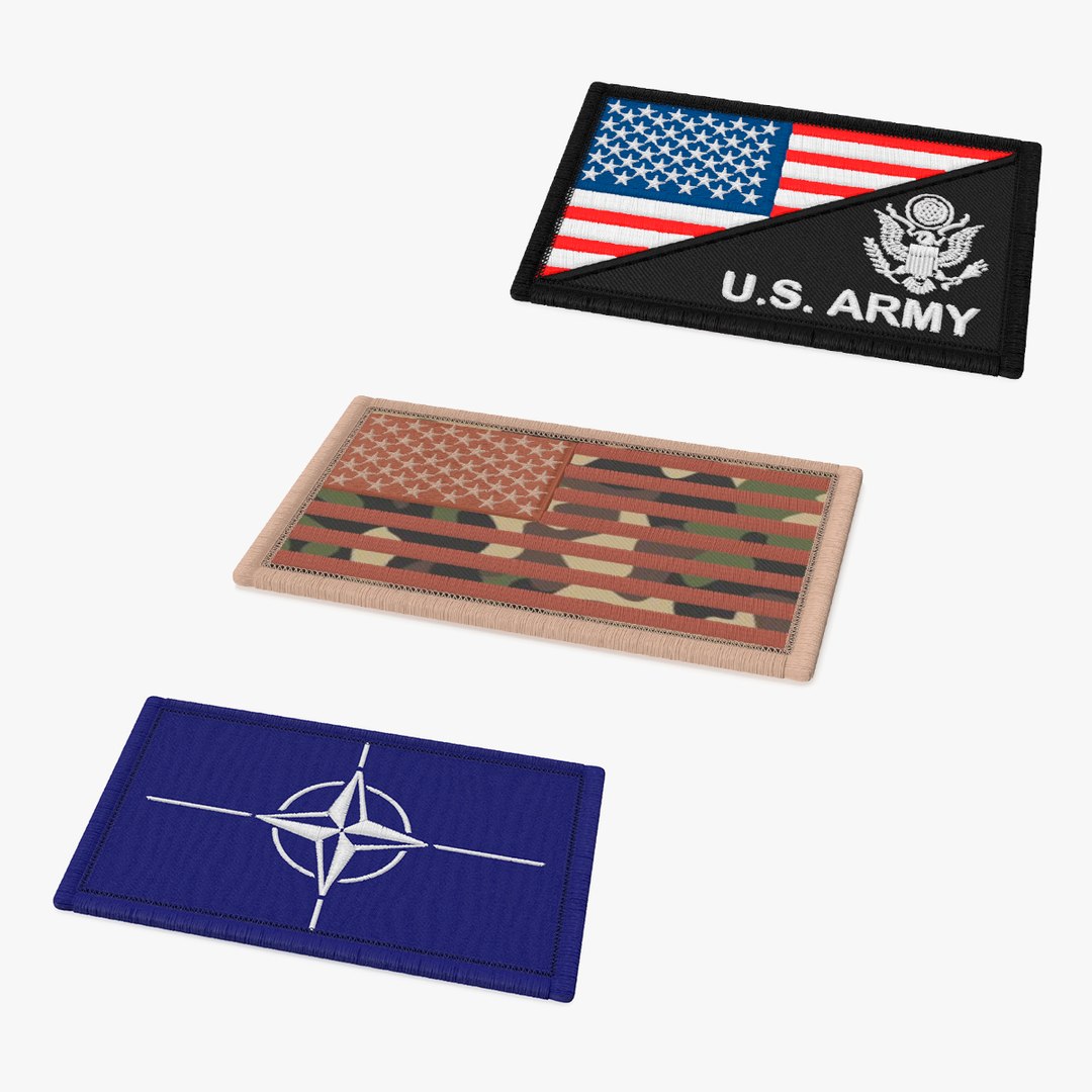 Flag Military Patches Collection 3D model preview