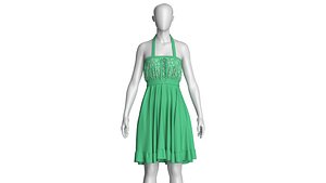 Girls Fashionable Printed Midi Dress 3D model