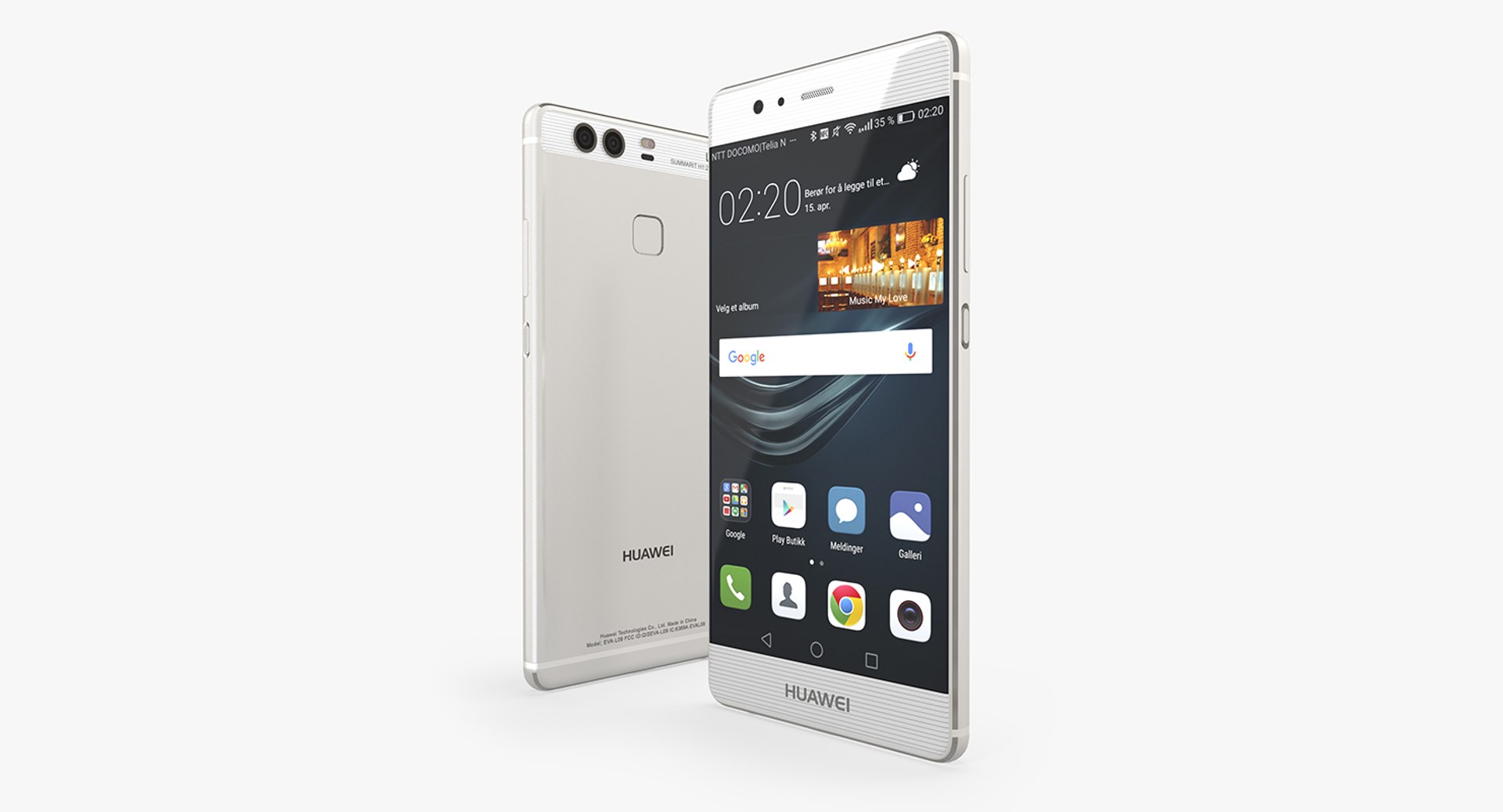 Huawei P9 Mystic Silver 3D Model 3D model preview