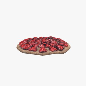 Medieval Strawberry Bread Tart 3D