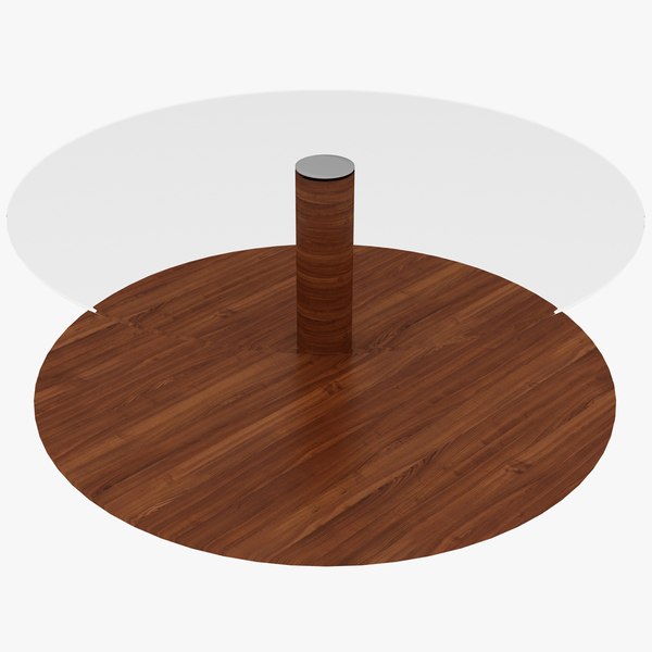 3D Wooden Glass Round Coffee Table model