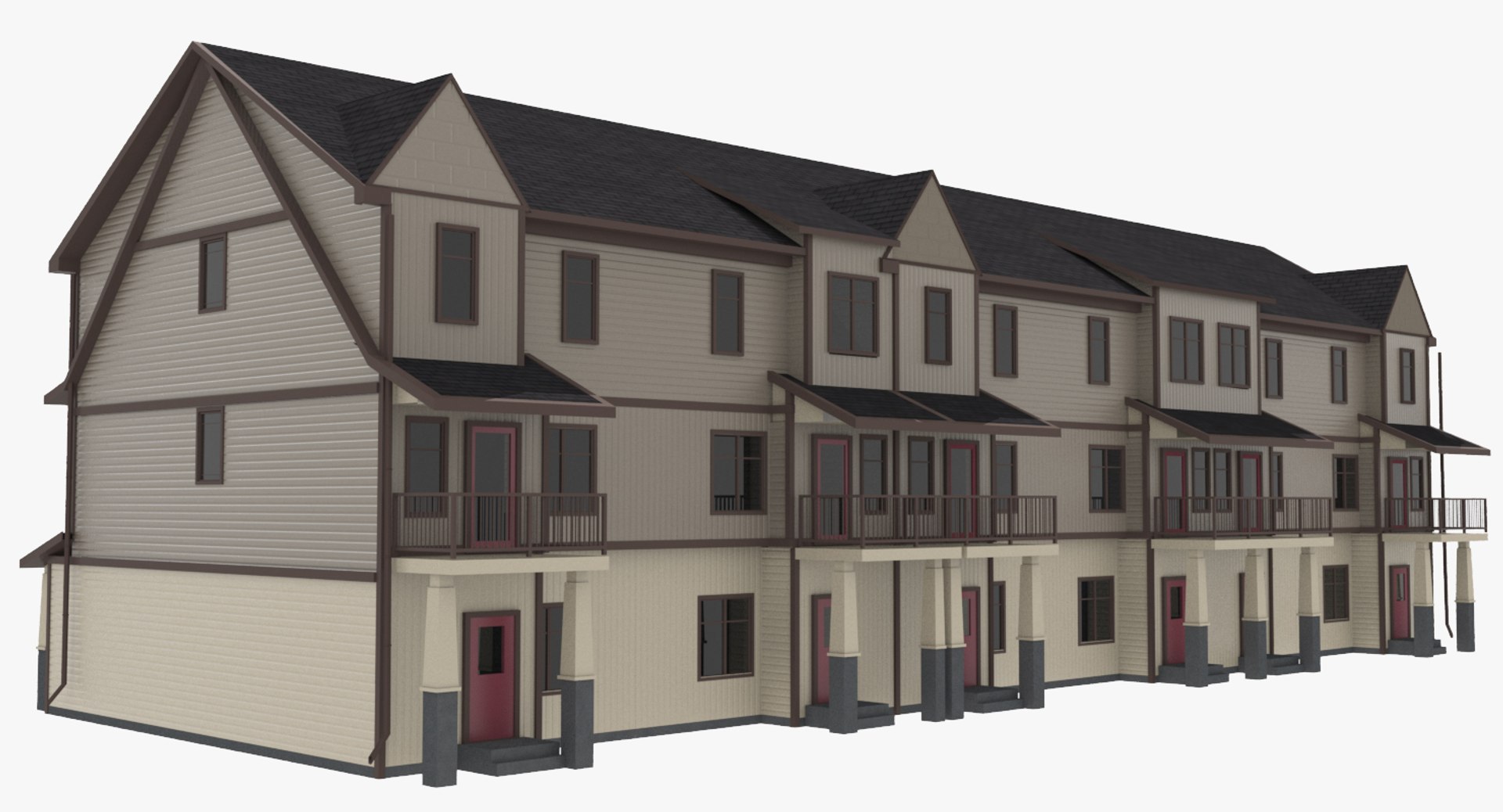3d Model Townhouse Urban Street