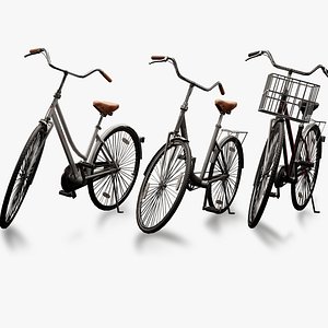 3D model 3 Bicycles Low-poly 3D model