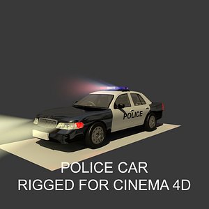 Generic Police Sedan Car Rigged for Cinema 4D And With Light Interior