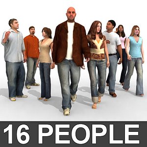16 people - casual 3d model