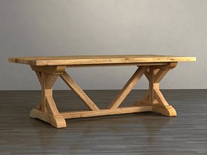 salvaged wood concrete x-base 3D