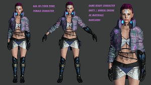 3D Cyber Punk Female Character 19