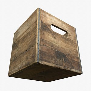 3d ready wooden milk crate model