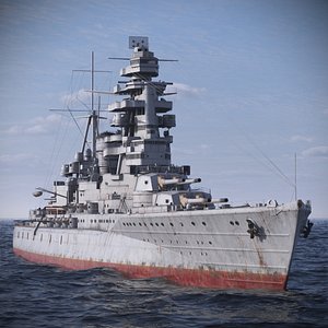 3D Weathered Battleship Nagato with Corroded Hull Panels Grey Used Rigged for Cinema 4D
