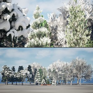 Snow-Coated Winter Trees Collection