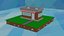 Cartoon Low-Poly-Kiosk kleiner Markt