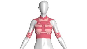 Girls Crop Top With Arm Sleeves 3D