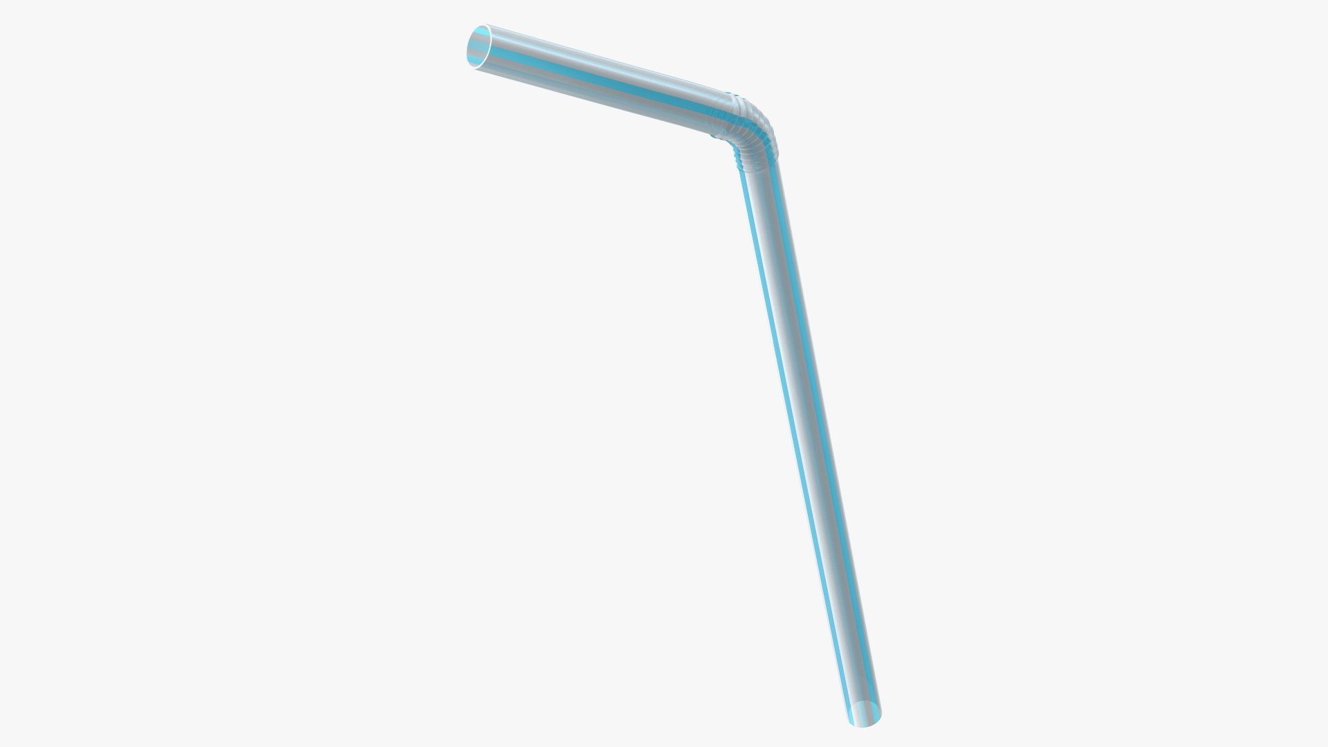 Flexible Plastic Straw Striped 3D model preview