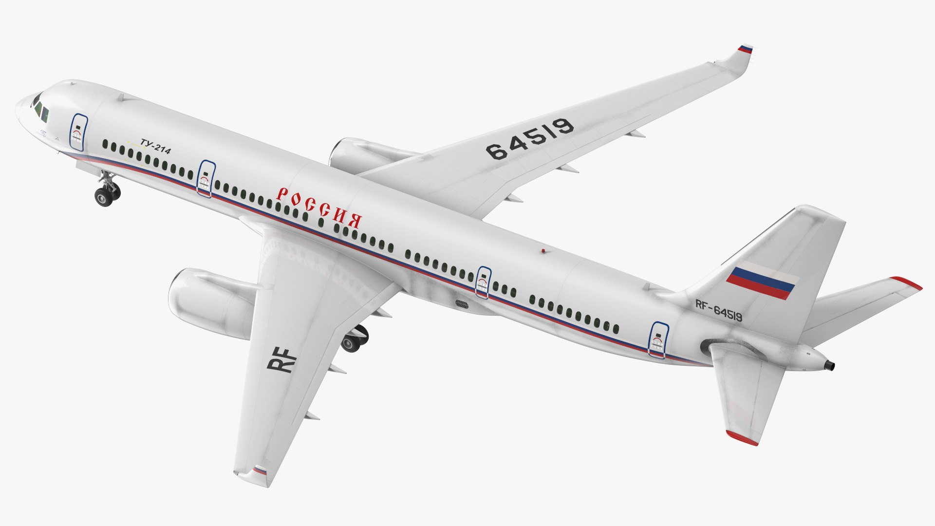 Tupolev Tu-214 Russian Government Airliner Rigged 3D model preview
