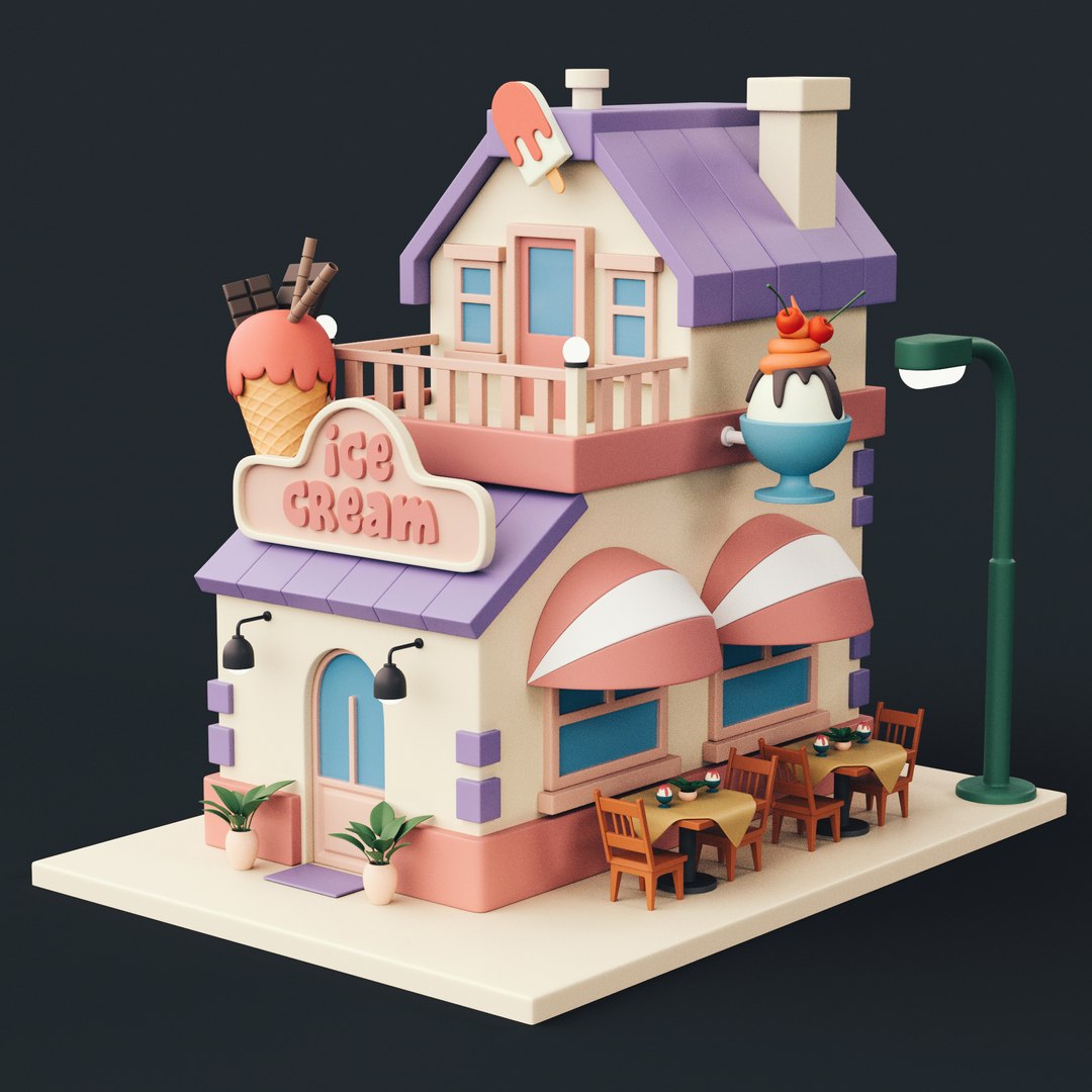 Ice Cream Parlor 3D Models BlueTreeStudio
