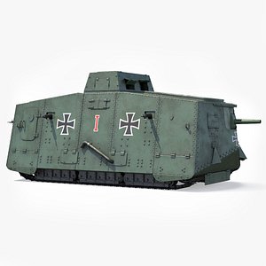 Sturmpanzerwagen A7V Deutscher WW1 Panzer Rigged 3D model