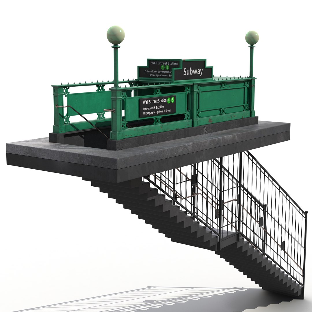 Subway Entrance in New York City 3D model preview