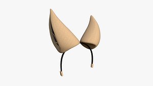 3D Furry Ears Tiara H04 Beige - Headband Character Design