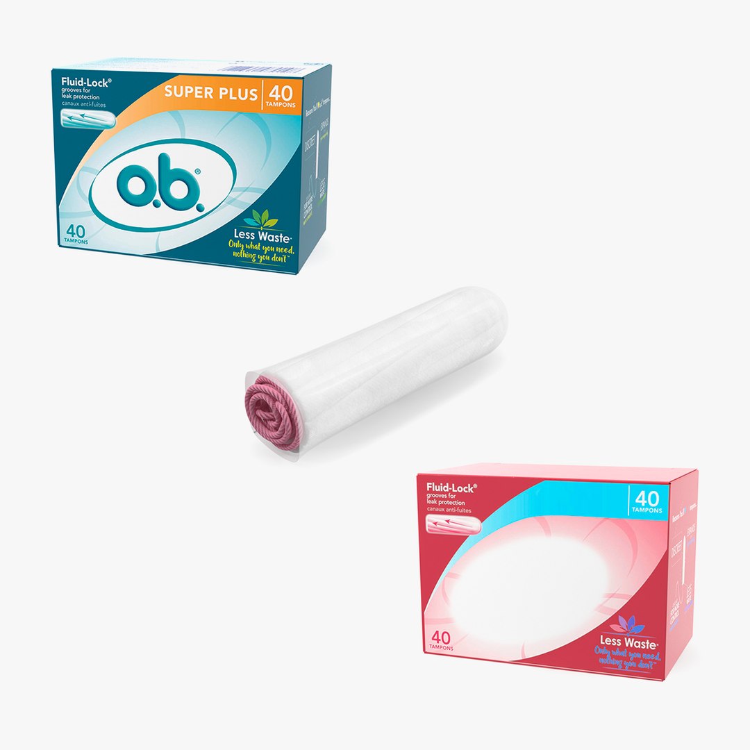 Menstrual Tampons Collection 3D model preview
