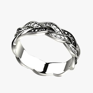3D Braid Design Rhodium Plating Gold Ring