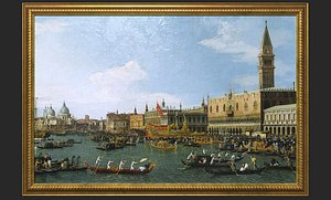 Gold Frame with Stretcher and Oil Painting