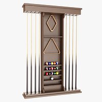 Billiard rack with cues and accessories