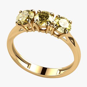 5mm Diamonds Beautiful Gold Ring 3D model