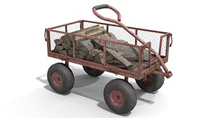 Trolley With Firewood 3D model