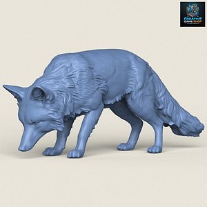 Wild Fox Eating Print Ready 3D Model 3D model