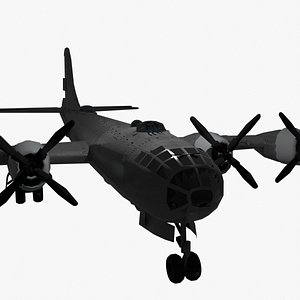 3D B-29 WWII Heavy Bomber Aircraft - Bare Metal Edition