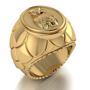 3D male signet ring owl
