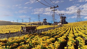 3D Farm Flower Field Scene