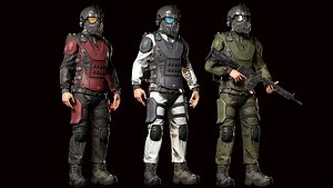 MODULAR SOLDIER FUTURE SCI FI GAME READY CHARACTER LOW POLY Low-poly 3D model