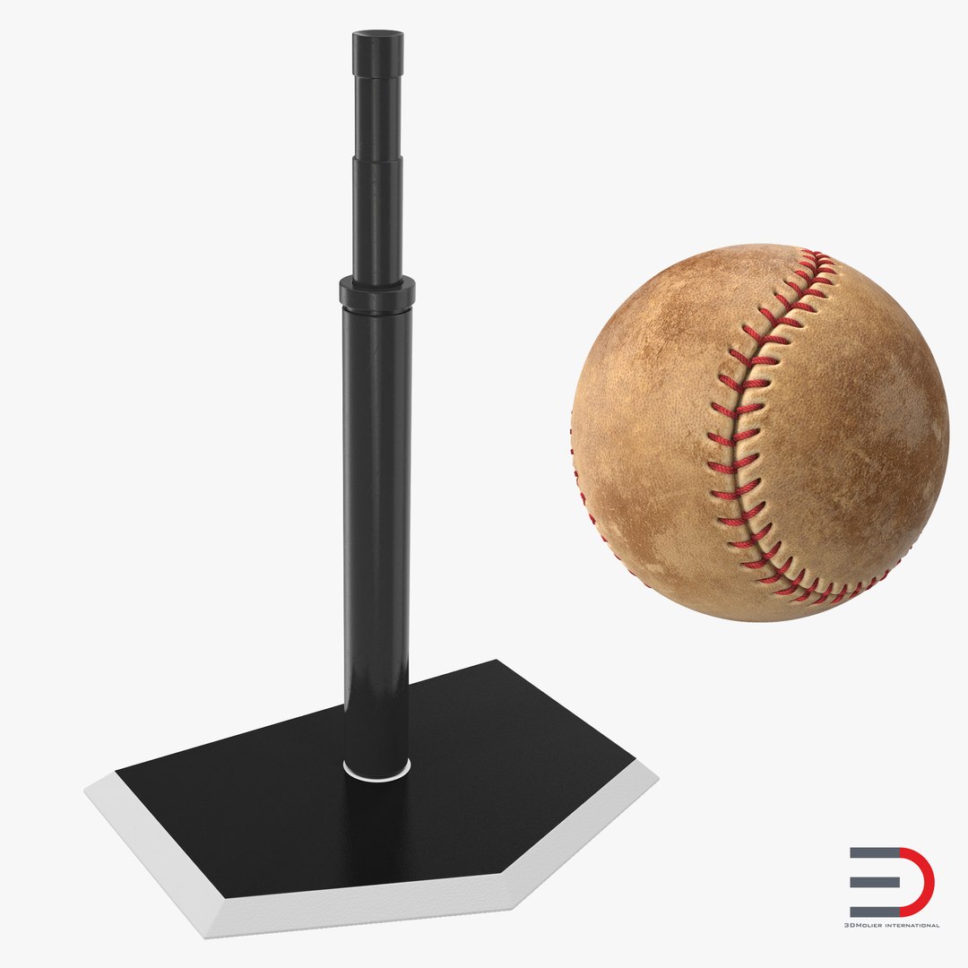 Baseball Batting Tee and Ball 3D model preview