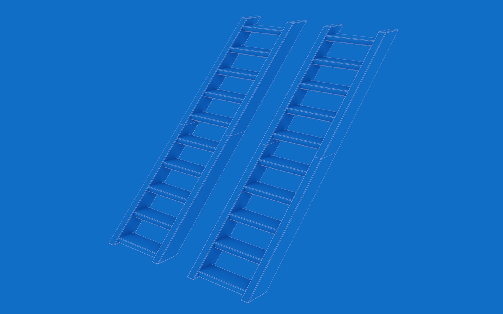 Wooden Ladder Model TurboSquid 1845543   Wire Iso 