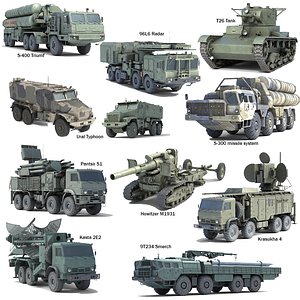 3D 10 Military Vehicles Collection v9 model