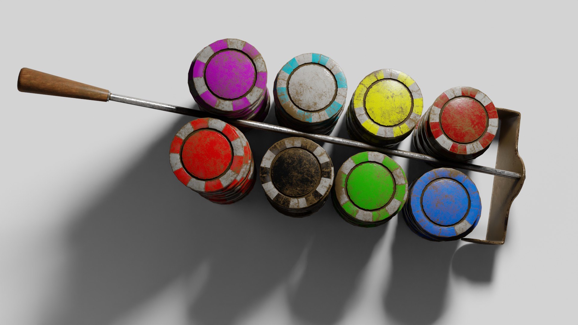 Roulette Rake With 4k Pbr Textures Clean And Dusty Version 3D Model ...